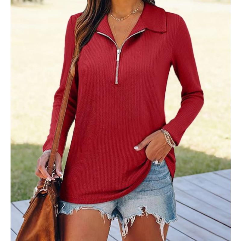 Européen et Américain Automne Hiver Nouveau Vêtement pour Femme Tricoté Revers Zippé Décontracté Manches Longues Vêtements pour Femme