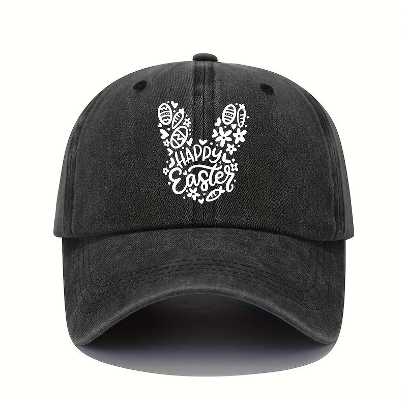 Rabbit print baseball cap retro lightweight washable cap with adjustable men's and women's casual sun protection hat