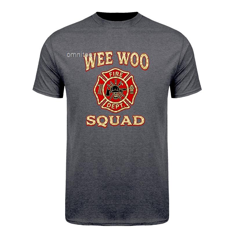 Wee Woo Squad Firefighter Fire Truck FireUnisex Classic TShirt Cotton Birthday Gifts Unisexs Casual Loose Oversized T Shirt HJ037