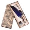Without Ink Calligraphy Feather Dip Quill Pen with 5 Replacement Nibs Carved Base Quill Pen Set Retro Style Multiple Colors