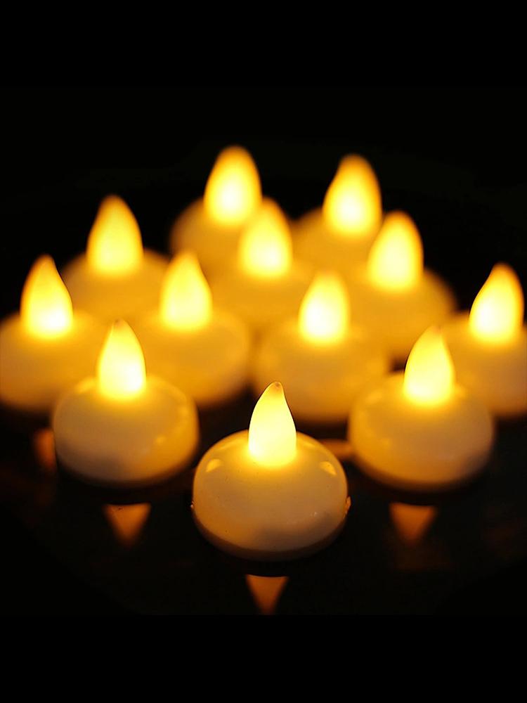 12 Stück Flackernde flammlose LED-Kerzen Licht Lampe Wasserdicht Schwimmend auf Wasser LED Teelicht Batteriebetrieben für Pool Badewanne