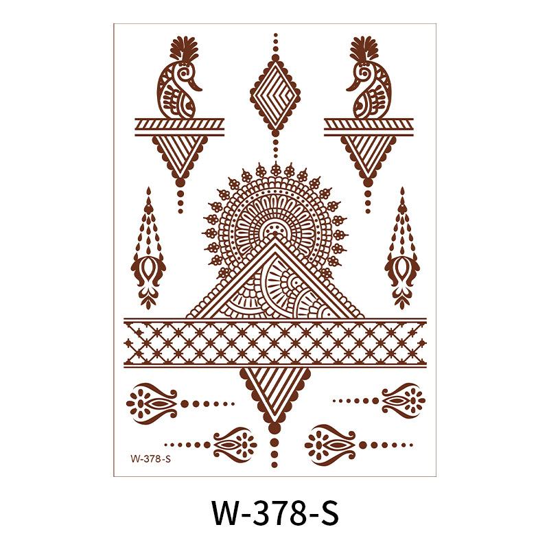 Indian Lace Tattoo Sticker Reddish-Brown Waterproof Tattoo Sticker