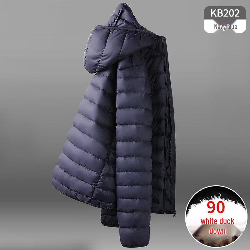 Men s Lightweight White Duck Down Jacket - Stand Collar, Warm, Trendy, Versatile, Short & Casual for Autumn/Winter. M