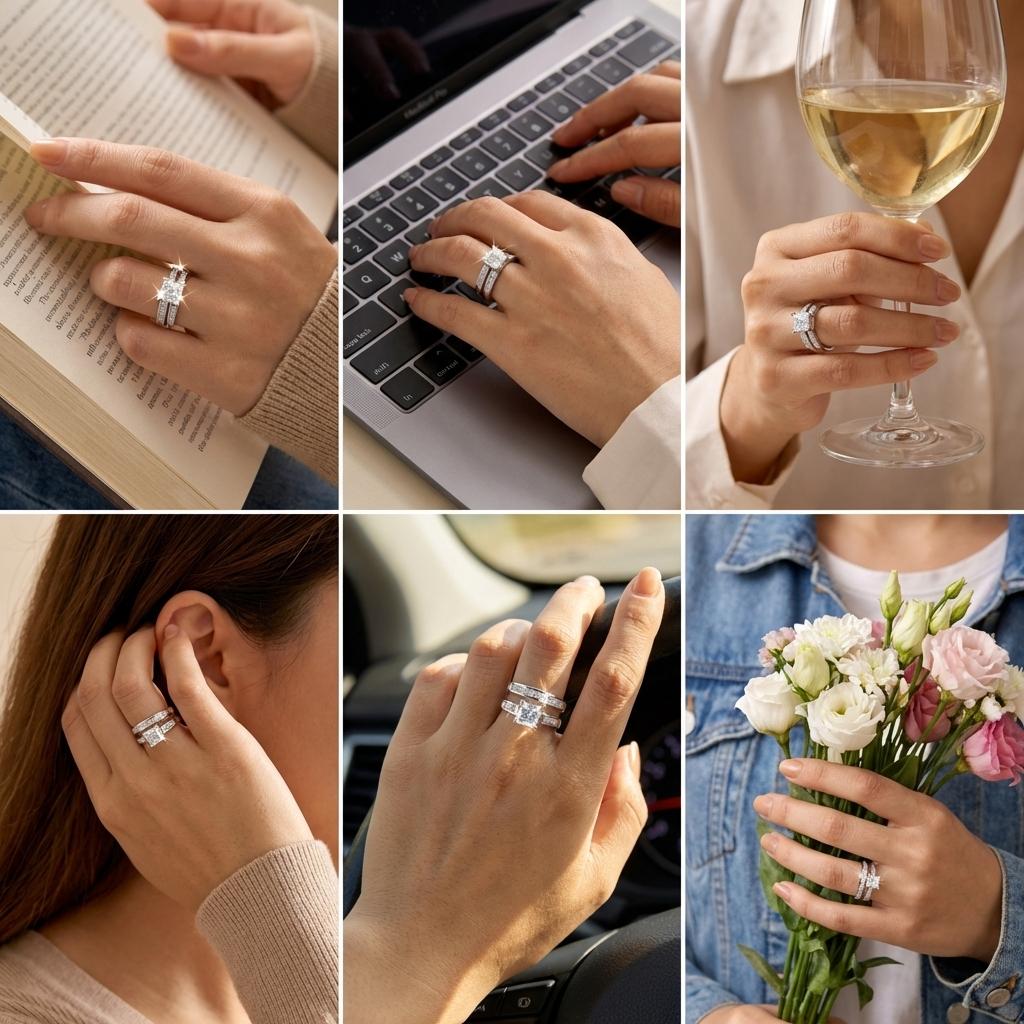 Classic Design Exquisite Geometric Ring For Women Sparkling Cubic Zirconia Bridal Rings Engagement Wedding Minimalist Zircon