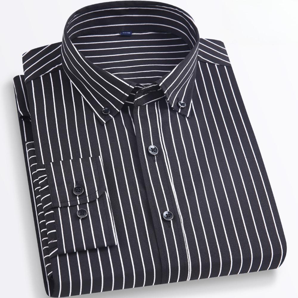 Men's Casual Shirt Fashion Loose Striped Short Sleeve Casual Beach Long Sleeve Shirt