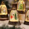 Christmas Snow Ball Lantern Bell Shape Swirling Glitter Christmas Lamp for Holiday Home Office Tabletop Decor