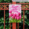 2D Flat, 1pc Floral Metal Wall Art Sign "Happy Mother's Day" - 8*12 Inch Aluminium Rustic Home Kitchen Decor, Living Room Wall Art, Sweet Gift for
