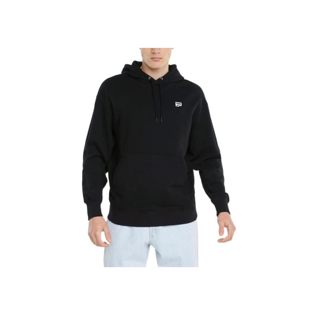 Puma Hanorac cu șnur cu mâneci lungi și imprimeu cu logo pentru bărbați, negru 533040-01