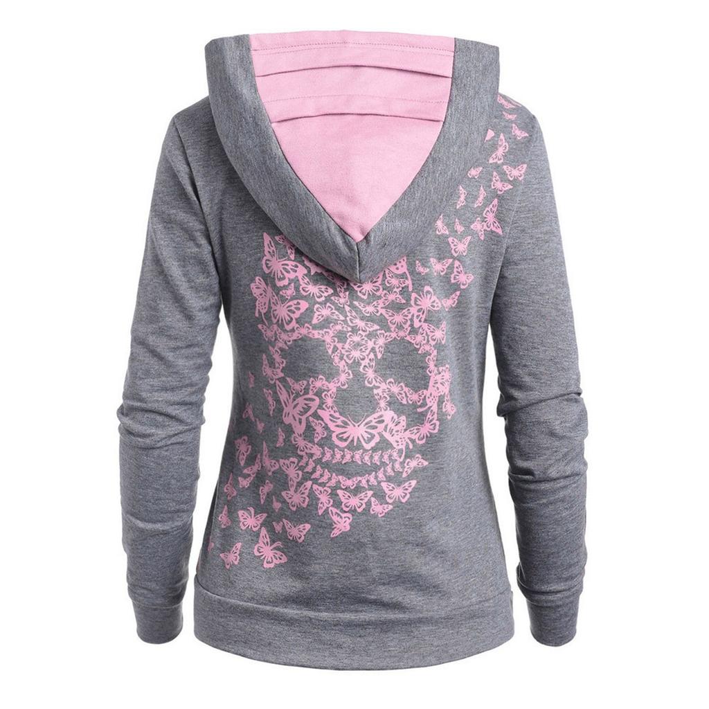 Womens Fashion Butterfl Print Hoodie Sweatshirt Tops Sweatshirt