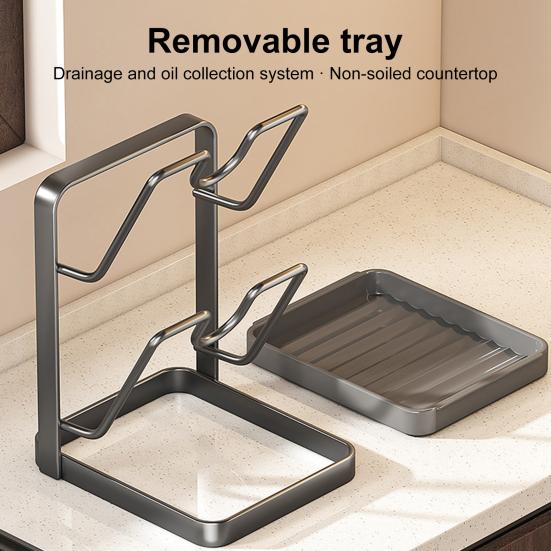 Topfdeckel-Aufbewahrungsgestell mit Abtropfschale U-förmiges Rillendesign Hält Deckel aufrecht Mehrzweck-Küchenutensilien-Organizer