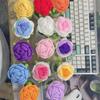Hand-Knitted Rose Flower Yarn Heads for Bouquets and Clothing Accessories