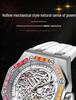 ONOLA Montre Homme Automatique Mécanique Fashion Diamants Arc-en-ciel Bracelet Silicone Étanche