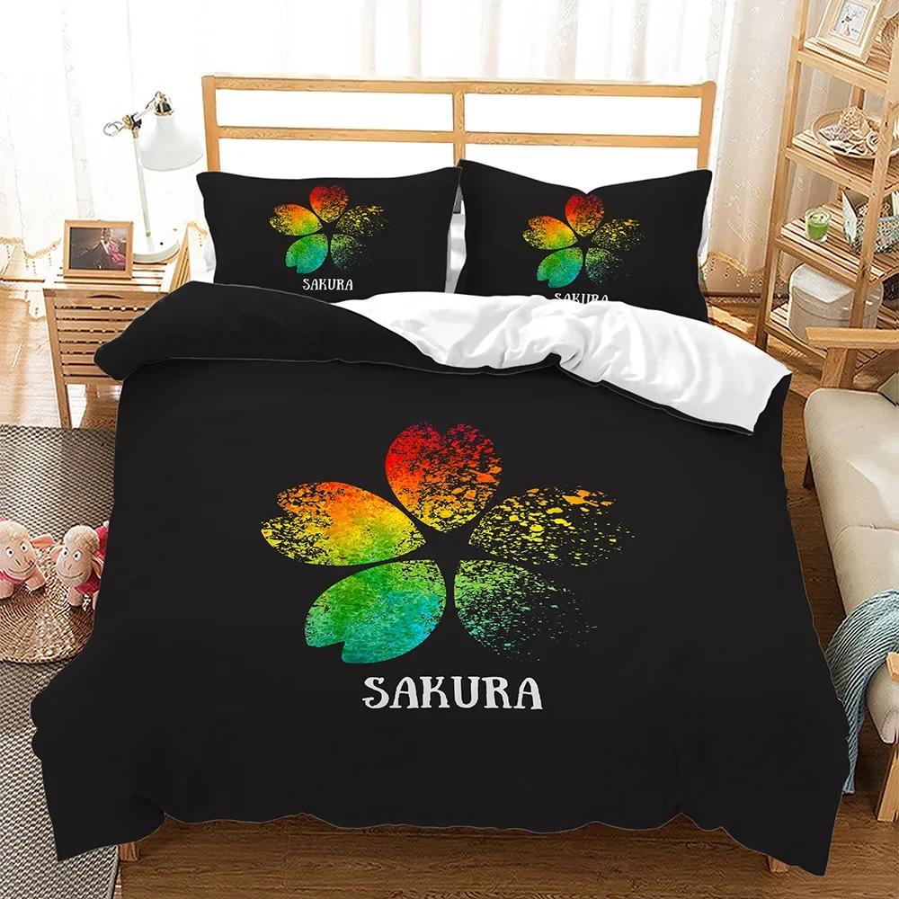 Cherry Blossoms Duvet Cover King/Queen Size,Japanese Sakura Tree Pink Floral Spring Vintage Cultural Bedding Set For Women Girls