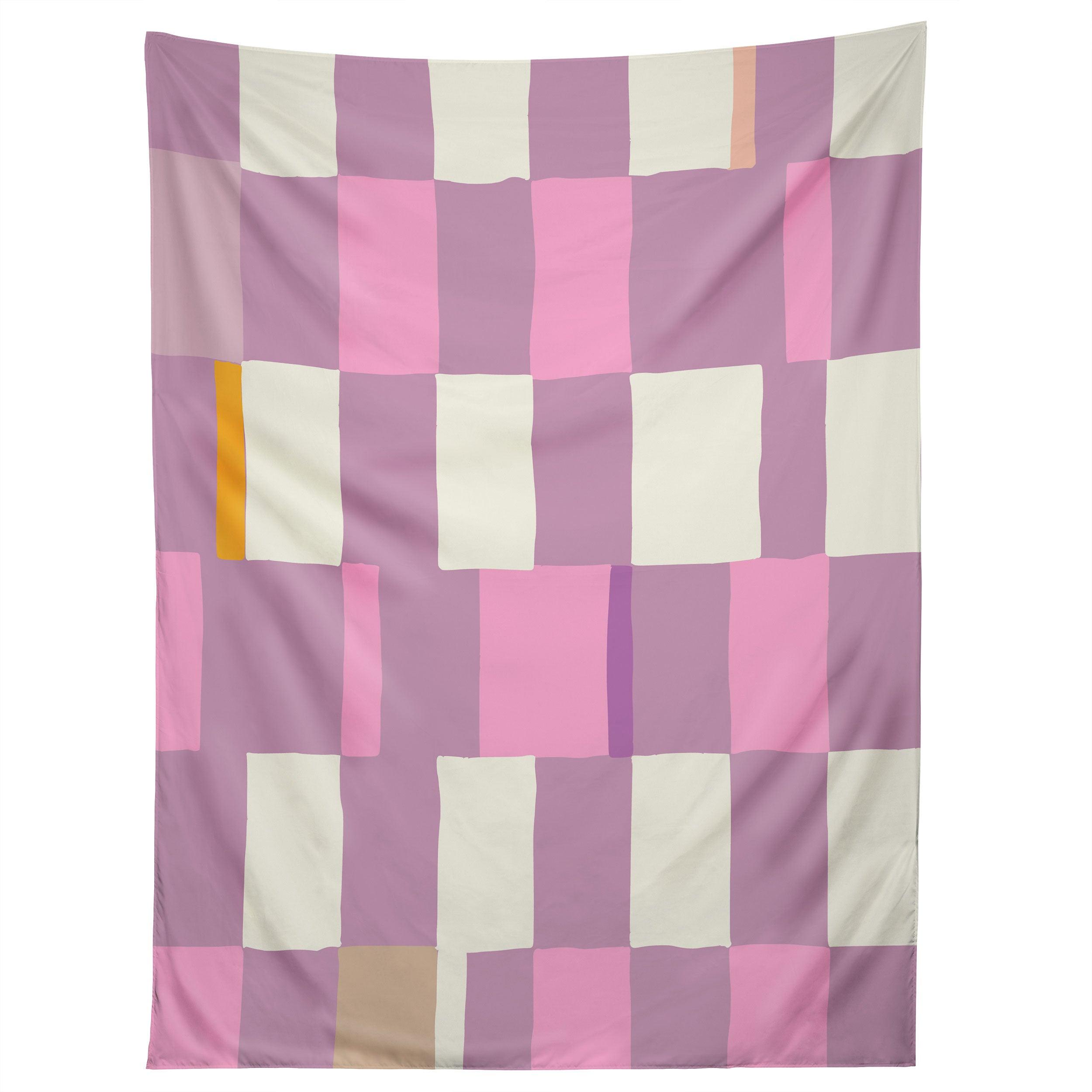 SUMMER CHECK HAND DRAWN PURPLE tapestry 75x100