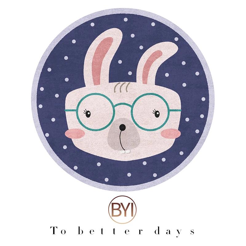 Cartoon Carpets for Living Room Cute Bedroom Decor Round Rugs Non-slip Chair Floor Mat Children's Room Bedside Carpet Study Rug