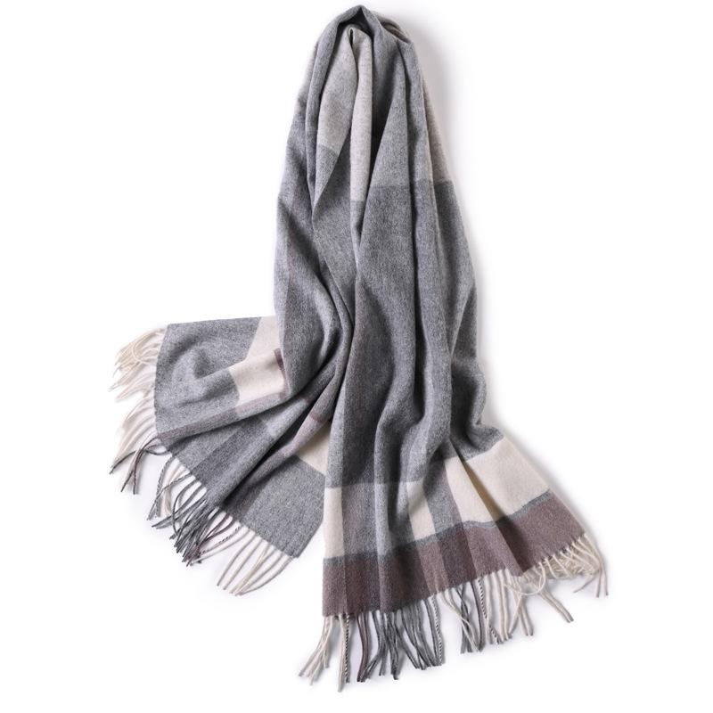 Milk camel pure wool scarf women's autumn and winter versatile thickened cashmere scarf new shawl dual-purpose