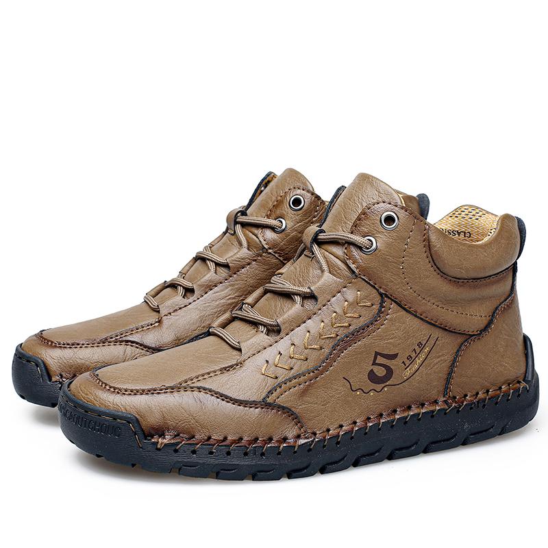 Cizme din piele despicată cu cusătură manuală Pantofi pentru bărbați Cizme confortabile pentru bărbați Pantofi casual Pantofi cu scule de dimensiuni mari