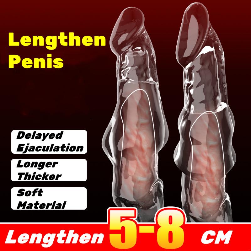 Große Penis Abdeckung Extender Männliche Schwanz Vergrößerung Sexy Dick Wiederverwendbare Sexualität Silikon Kondom Lustige Erwachsene Erotische Spielzeug für Männer 18