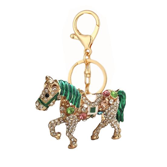 Keychain Pendant Sparkling Rhinestones Cartoon Horse Shape Key Chain Bag Wallet Phone Car Decoration