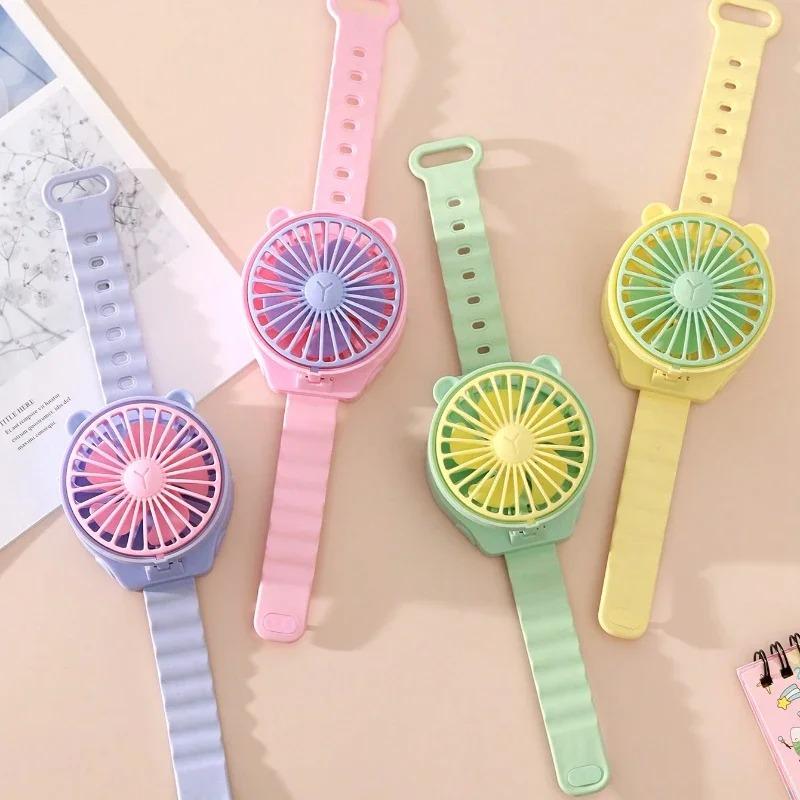 Cartoon Cute Watch Fan Rotatable Outdoor Small Tools Household Personalized Watch Fan Simple Creative Portable Mini Electric Fan