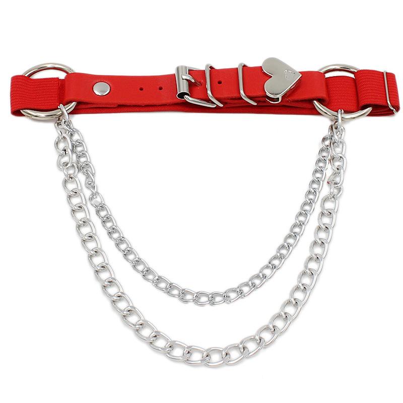 

1 шт. Женские панк гот кожаные эластичные кольца для ног в форме сердца украшения для тела на ногах эластичные цепочки для тела подвязки с подвязками пояс красный