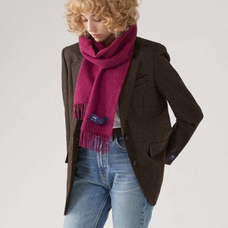 ABRAHAM MOON Merino Wool Muffler 25cm - Bright Pink