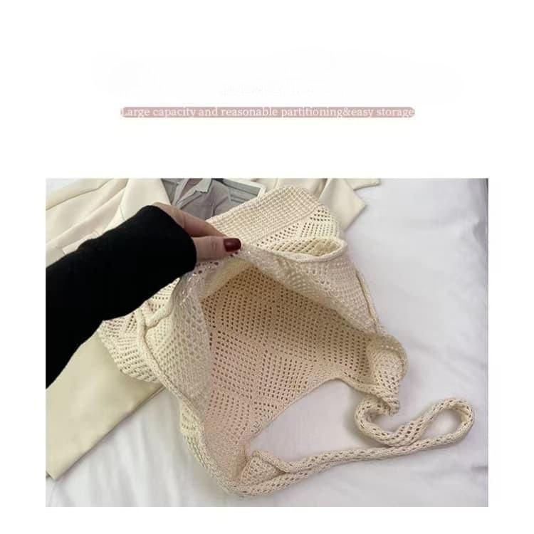 New women's hollow knitted handbag beach bag