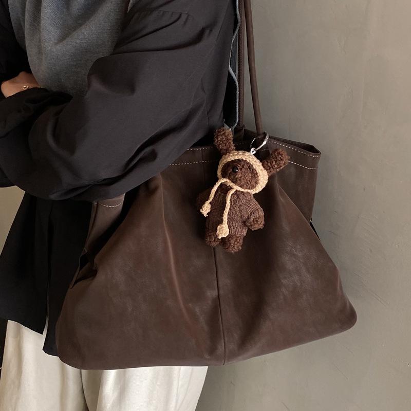 Casual Retro Matte Bag Women's 2025 New Fashion Simple Commuter Shoulder Bag Large Capacity Portable Tote Bag