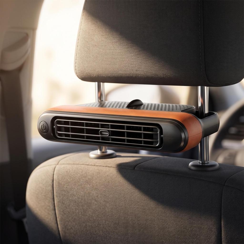 Fan with Mounting Bracket Cooling LowProfile for Drivers, Commuters, Road Trips Black Usb Plugin