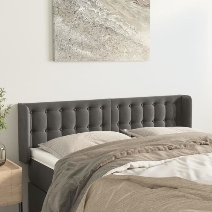VidaXL Headboard with Ears Dark Grey 147x16x78-88 Cm Velvet3119251