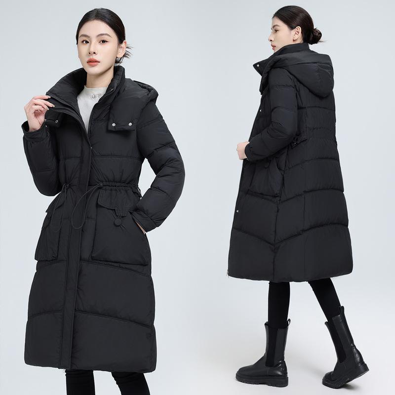 2025 new cotton jacket women's mid-length winter jacket with a thickened waist and a hooded cotton jacket women's Korean version of the jacket