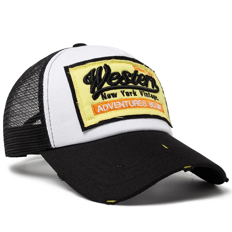 Baseballkappe Herren Netz Bestickt Buchstabe Trucker-Hut Snapback Damen Freizeitkappen Vintage Sonnenhüte Für Sommer Outdoor Tägliches Tragen