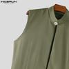 INCERUN Men Sleeveless Button Cutout Irregular Ruffled Long Vest Cardigan Waistcoats
