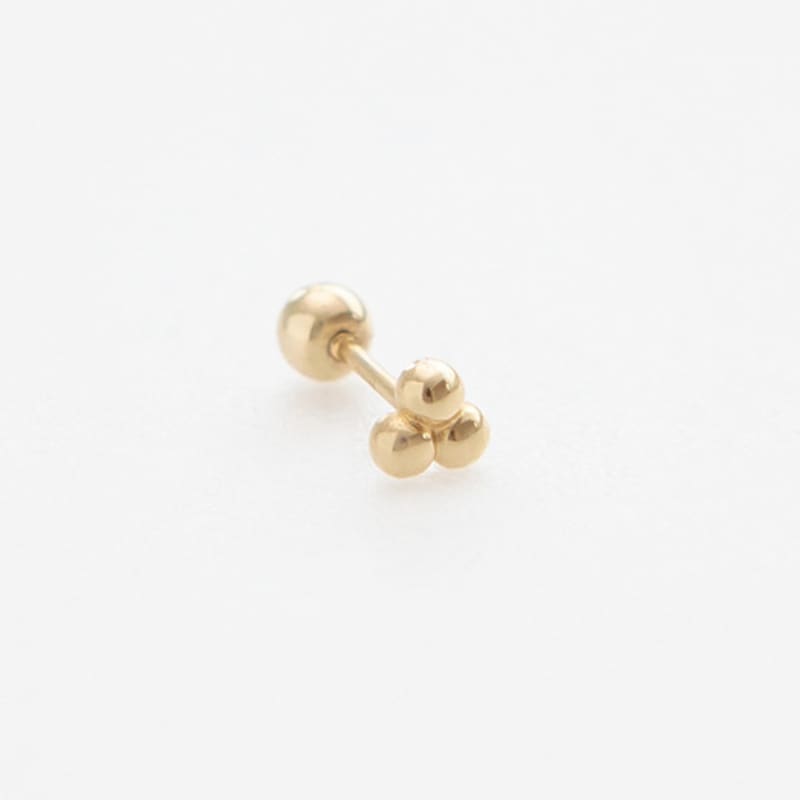LUNNE 14k Three-Ball Piercing Earrings (14k Gold) S17