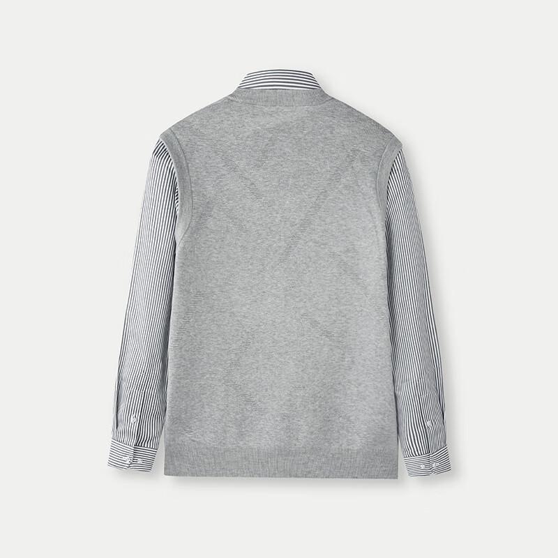 HLA Men's Double-Layer V-Neck Faux Two-Piece Pullover Sweater