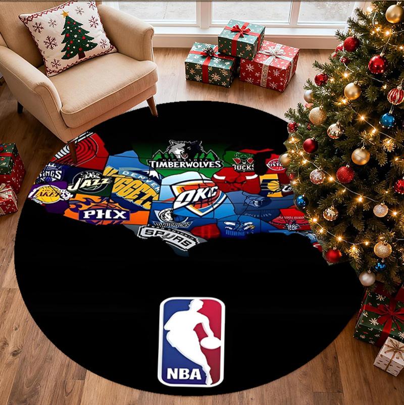 Kulatá rohožka se vzorem NBA, Vnitřní/Venkovní podložka, na piknik, do herny, ložnice, kanceláře, obývacího pokoje, Koberec pro domácí dekoraci, Dárek k narozeninám