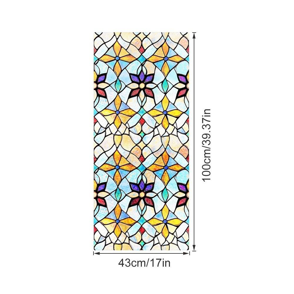 Static Cling Stained Glass Film Rainbow Pattern Static Cling Film  for Windows Doors Sidelight