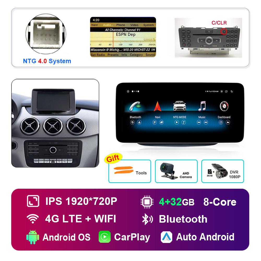 10.25 Inch 1920*720P for Benz B-Class W246 W245 2011 - 2019 NTG 4.0 4.5 System Android Car Radio Multimedia Player GPS 4G WiFi