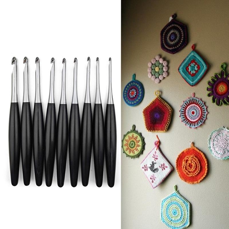 1 Set Crochet Hook Set Wood Handle Crochet Needle 3.5mm To 8.0mm Knitting Needle Knitting Tool Crochet Accessories