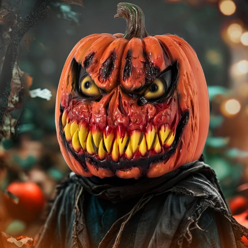 Maschera di Zucca Integrale Copricapo di Zucca di Halloween Maschera di Zucca Traspirante Integrale per Donne Uomini Cosplay di Halloween
