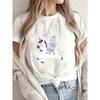 Cute Unicorn And Bear Printed White T-Shirt For Women Casual Summer Outfit Fashion Top With Cartoon Design For Daily Wear And Leisure Activities