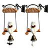 Decorative Resin Craft Ornament Halloween Swing Ghost Doorbell, with Pumpkins Decor, Gothic Style Trick Wall Art or Treat Sign, for Farmhouse