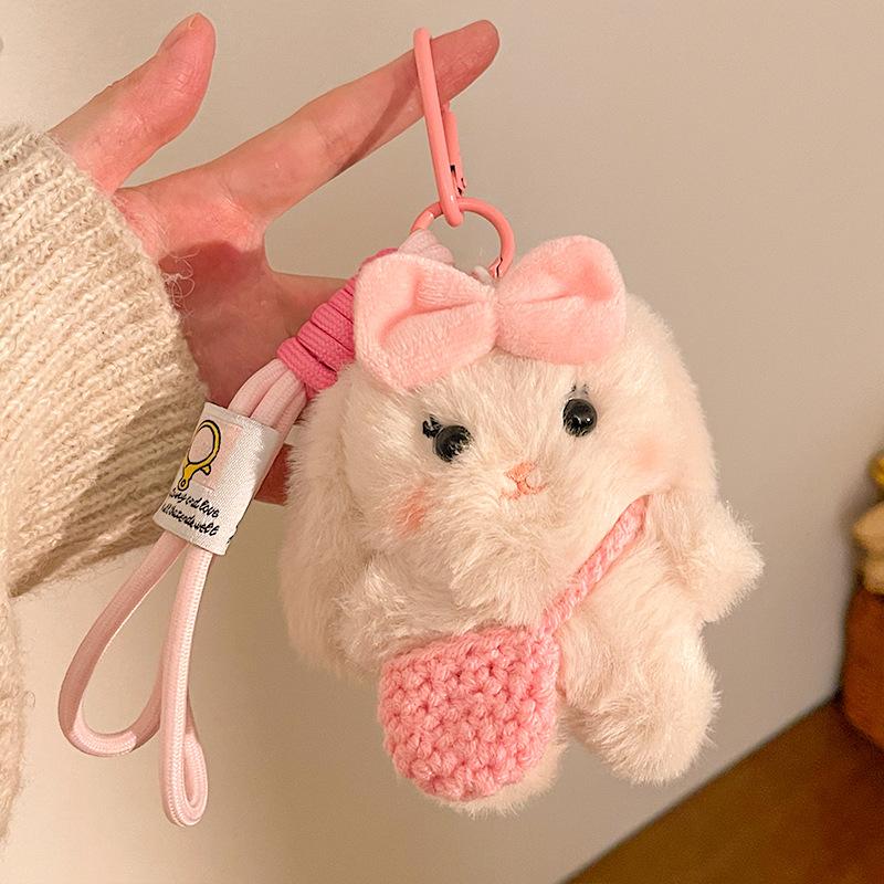 Cartoon Plush Rabbit Keychain Stuffed Doll Toy Bag Pendant Charms Car Keyring Accessories For Women Couples Kawaii Gift