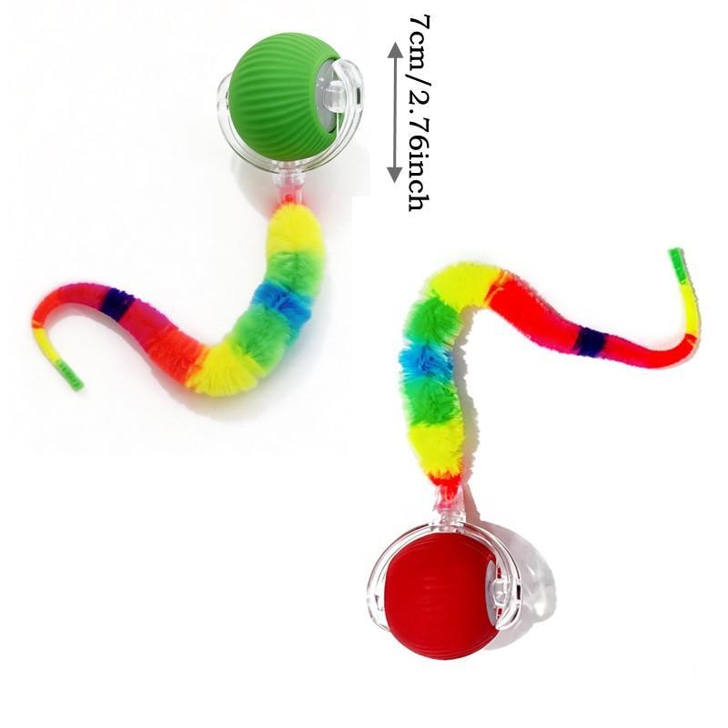 Smart Electric Cat Rolling Ball Toy with Colorful Plush Tail, Automatic Obstacle Avoidance Interactive Pet Toy for Cats and Dogs