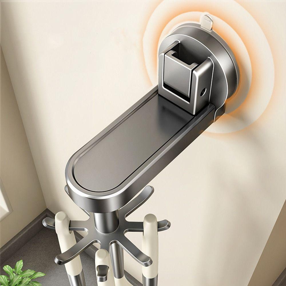 Space Aluminum Spatula Spoon Hanger Punch-free Wall-mounted Suction Cup Shower Hooks Reusable Heavy Duty Utensil Storage Rack