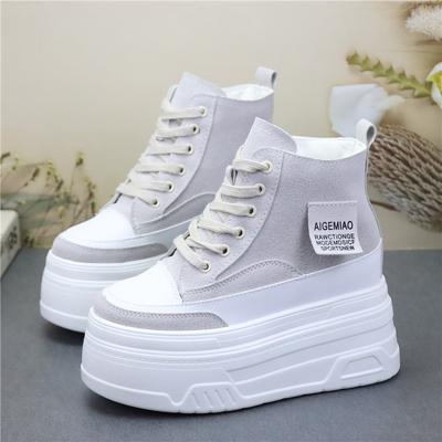 Moda 12CM Autunno Nuovi Donna derma Scarpe da Ginnastica Sportive Scarpe Alte Stivali alla Caviglia da Donna Vulcanizzati Casual da Passeggio