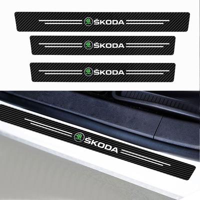 4 szt. Naklejki Ochraniacze Progów Drzwi Samochodowych z Włókna Węglowego Paski Progowe Akcesoria Do Skoda Kodiaq Octavia Fabia Karoq Enyaq Kamiq xknw93