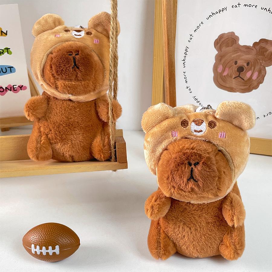 Kapibala Plush Doll Bear Capy Hooded Capybar Hanging Ornament Claw Machine Doll Travel Gift