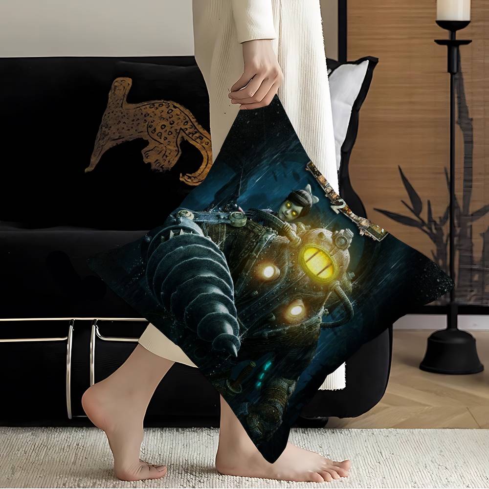 Retro BBioshock RRapture Game Cushion Cover Pillow Cover Decor Pillowcase Printed Cushion Case for Couch