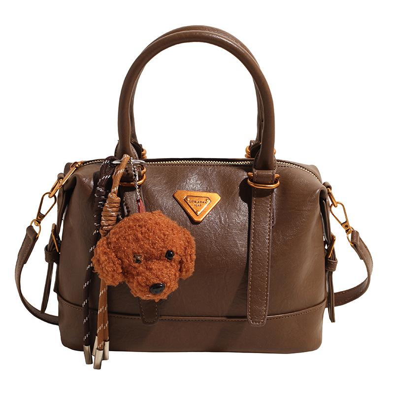 Winter Maillard retro portable bowling bag women's 2025 new fashion commuter versatile messenger pillow bag